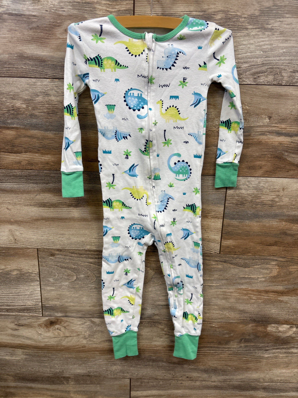 Kids Headquarters Dino Print Footless Sleeper White sz 3T