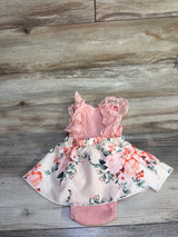 Karwuiiio Ribbed Lace Sleeve Floral Bodysuit Dress Pink sz 9-12m