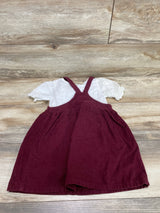 Cat & Jack 2pc Eyelet Top & Corduroy Dress White/Burgundy sz 4T