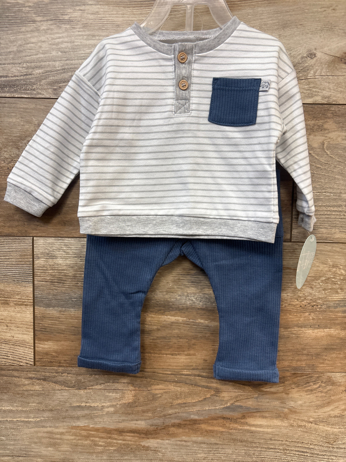 NEW Attitude Baby 2pc Henley Sweatshirt & Pants Set White sz 3-6m