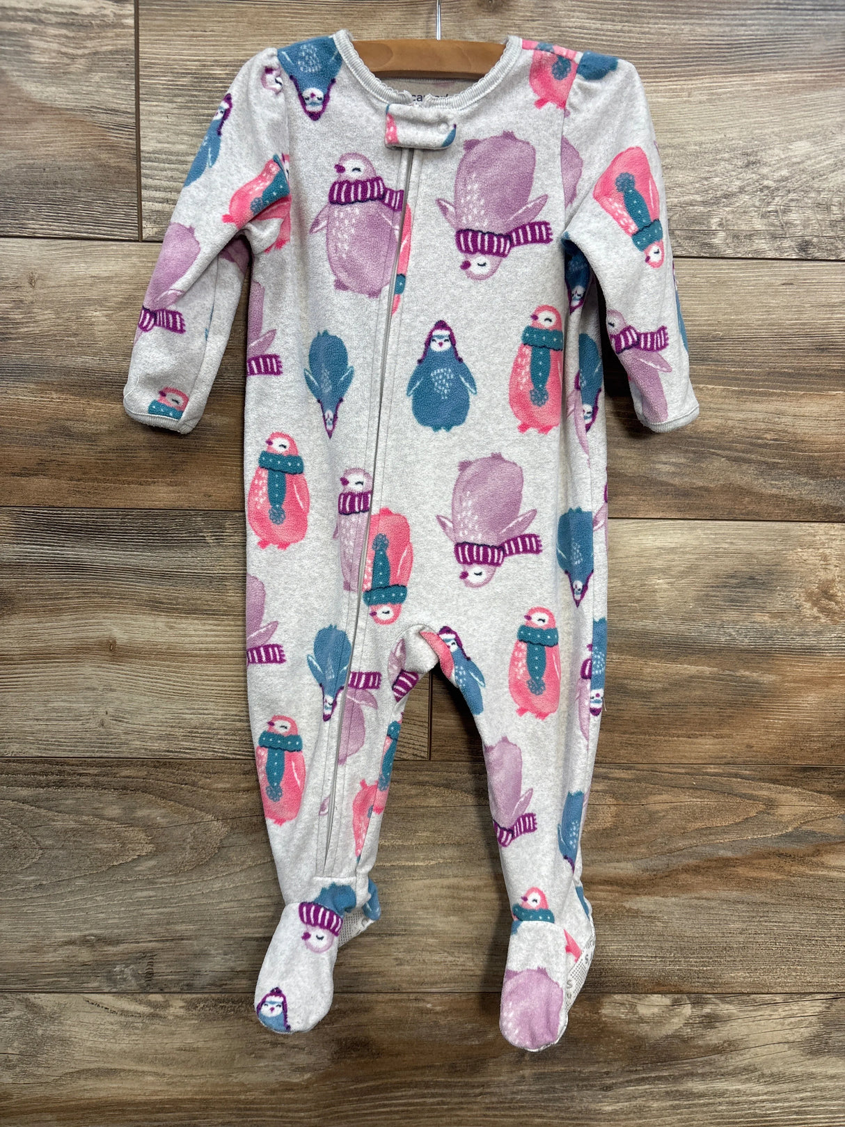 Just One You Penguin Print Blanket Sleeper Grey sz 12m