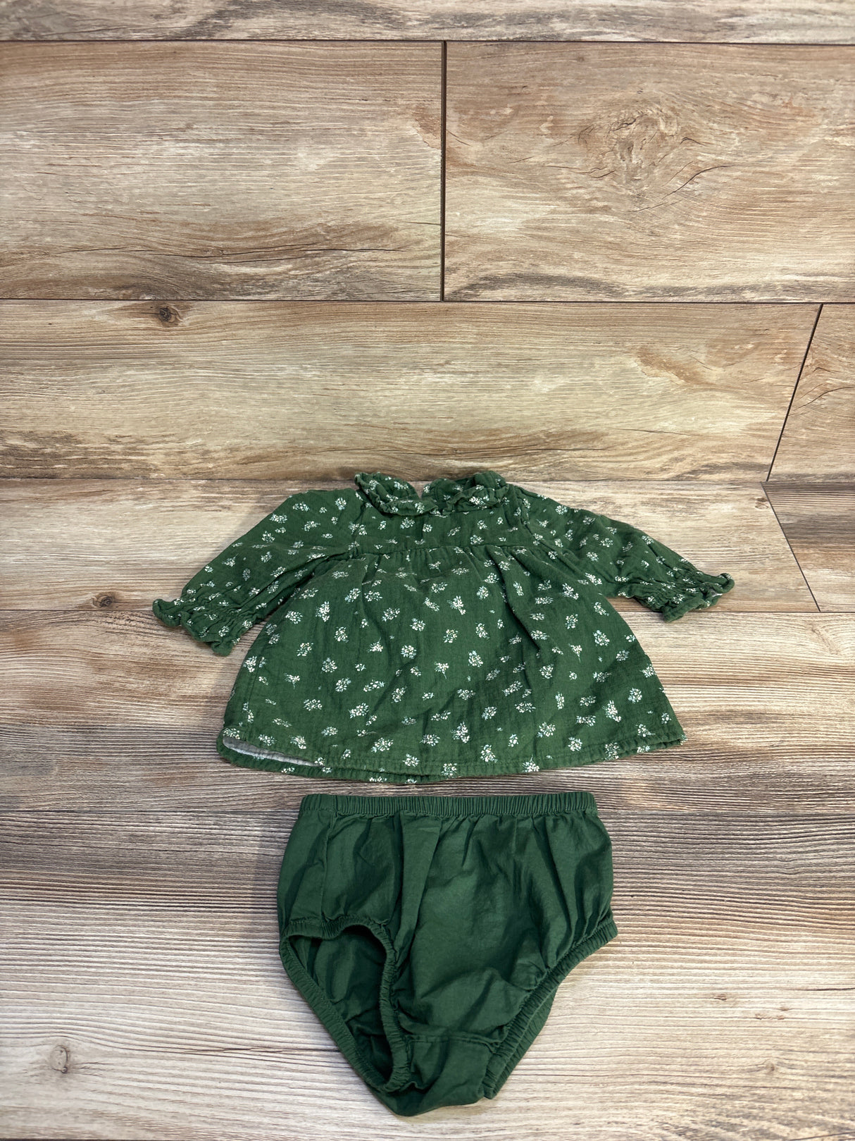 Cloud Island 2pc Gauze Dress & Bloomers Set Green sz 3-6m