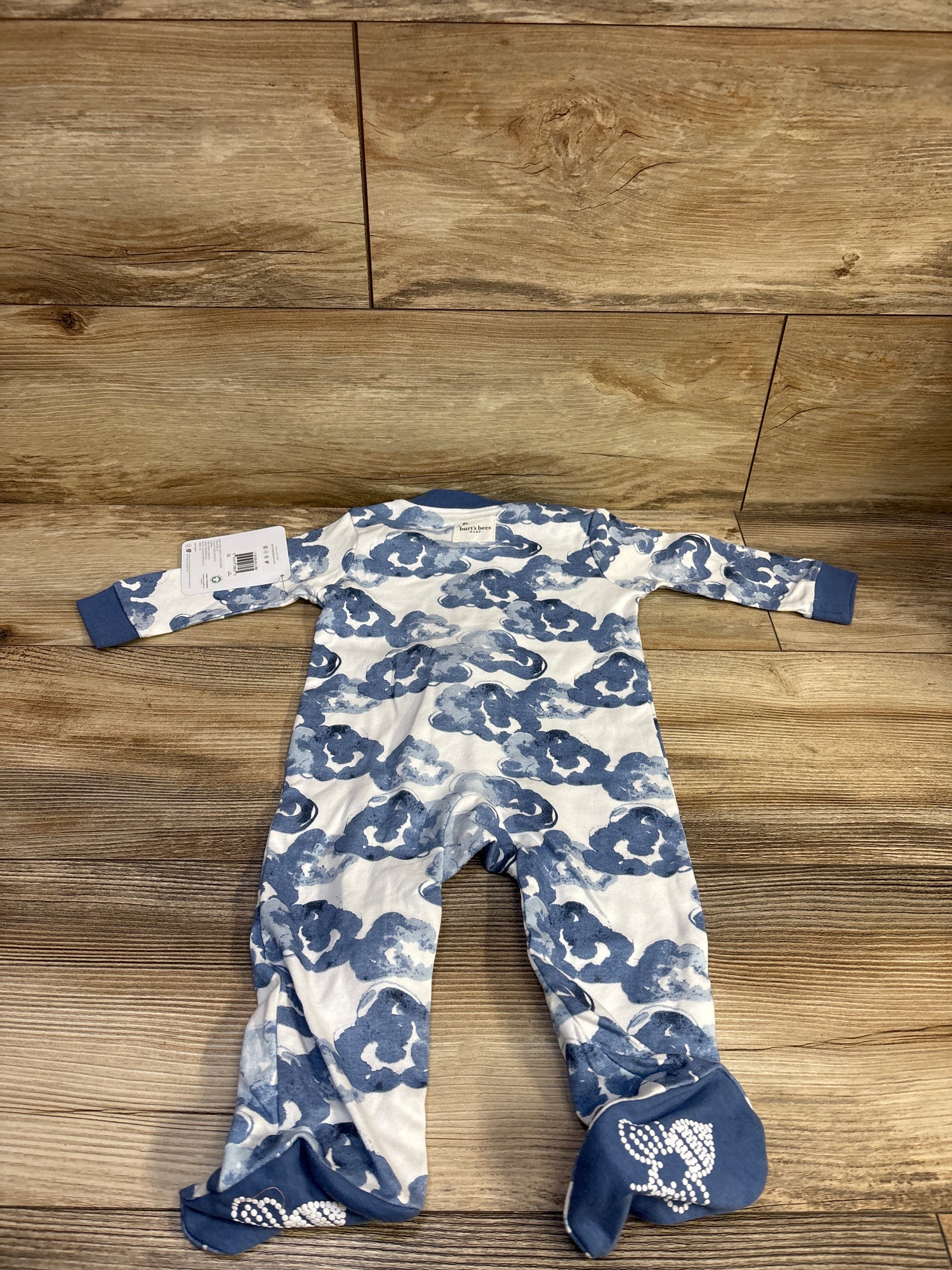 NEW Burt's Bees Baby Cloud Print Sleeper White sz 3-6m
