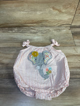 Goodlad Embroidered Elephant Striped Seersucker Romper Pink sz 9m