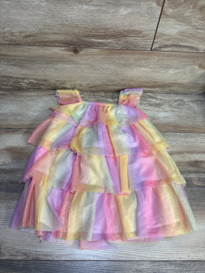 Pastel rainbow tulle dress for toddler girl, layered ruffles, soft colors, kids clothing
