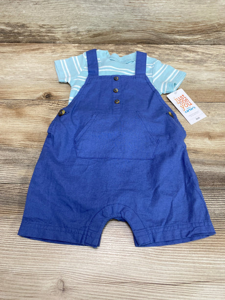NEW Just One You 2pc Striped Shirt & Shortall Blue sz 6m - Me n Mommy To Be