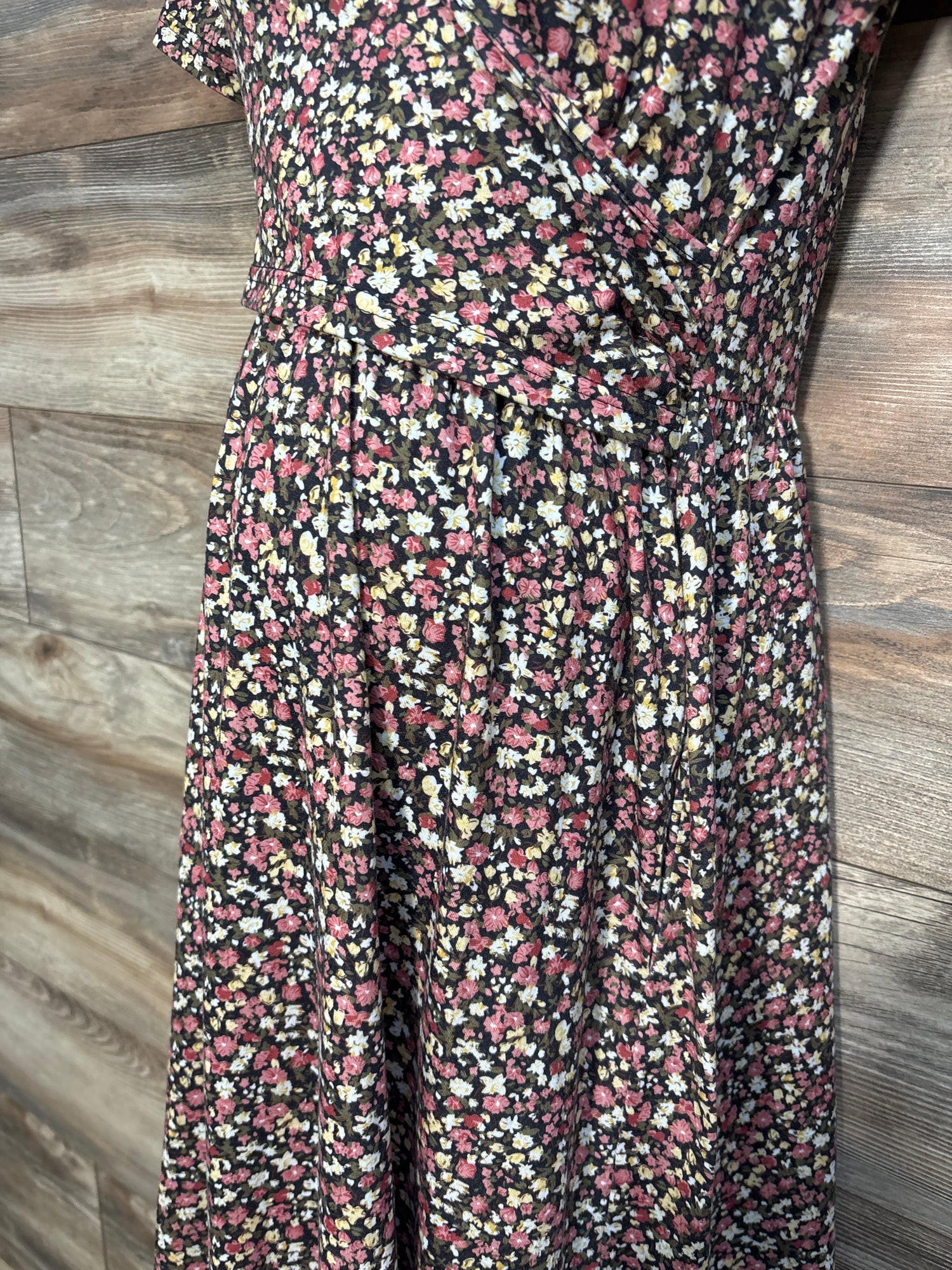 OUGES Red Floral Nursing Dress Black sz Small
