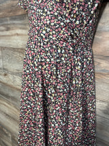 OUGES Red Floral Nursing Dress Black sz Small