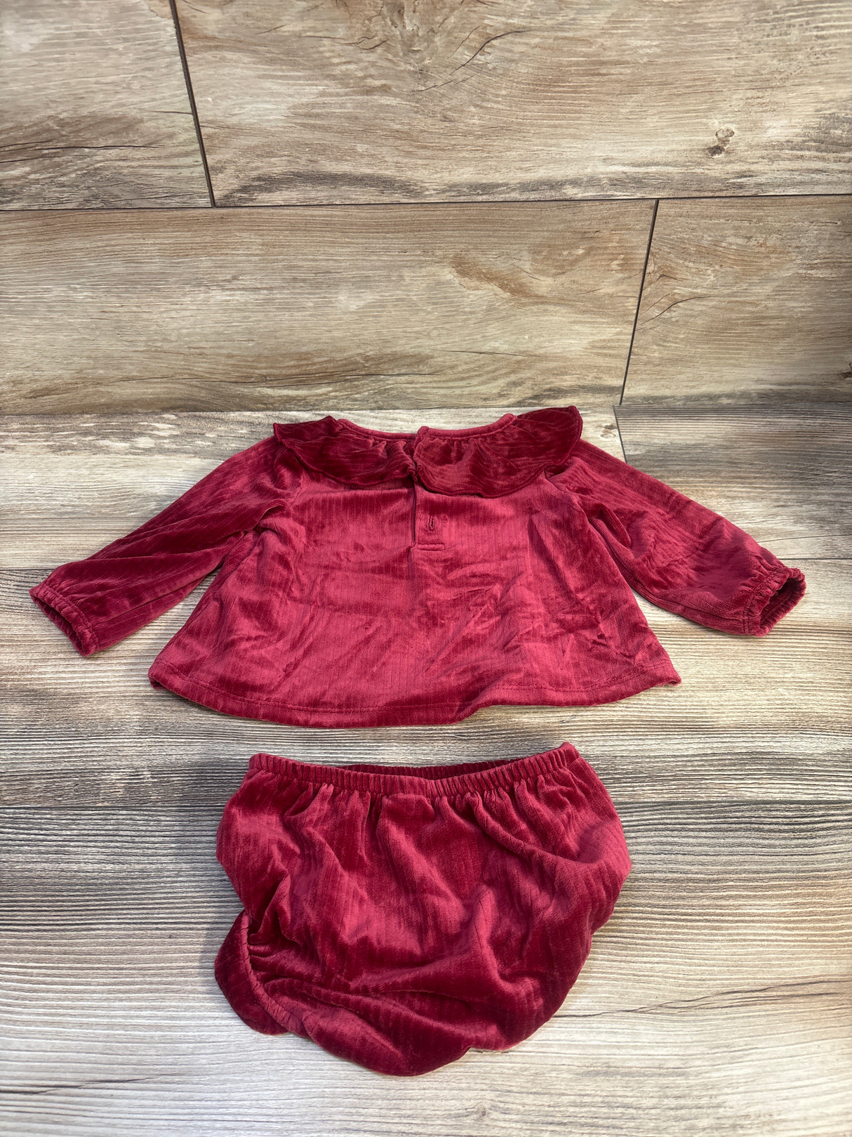 Just One You 2pc Velvet Shirt & Bloomers Set Red sz 9m