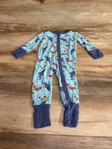 Butter Baby Shark Print Bamboo Convertible Sleeper Blue sz 0-3m