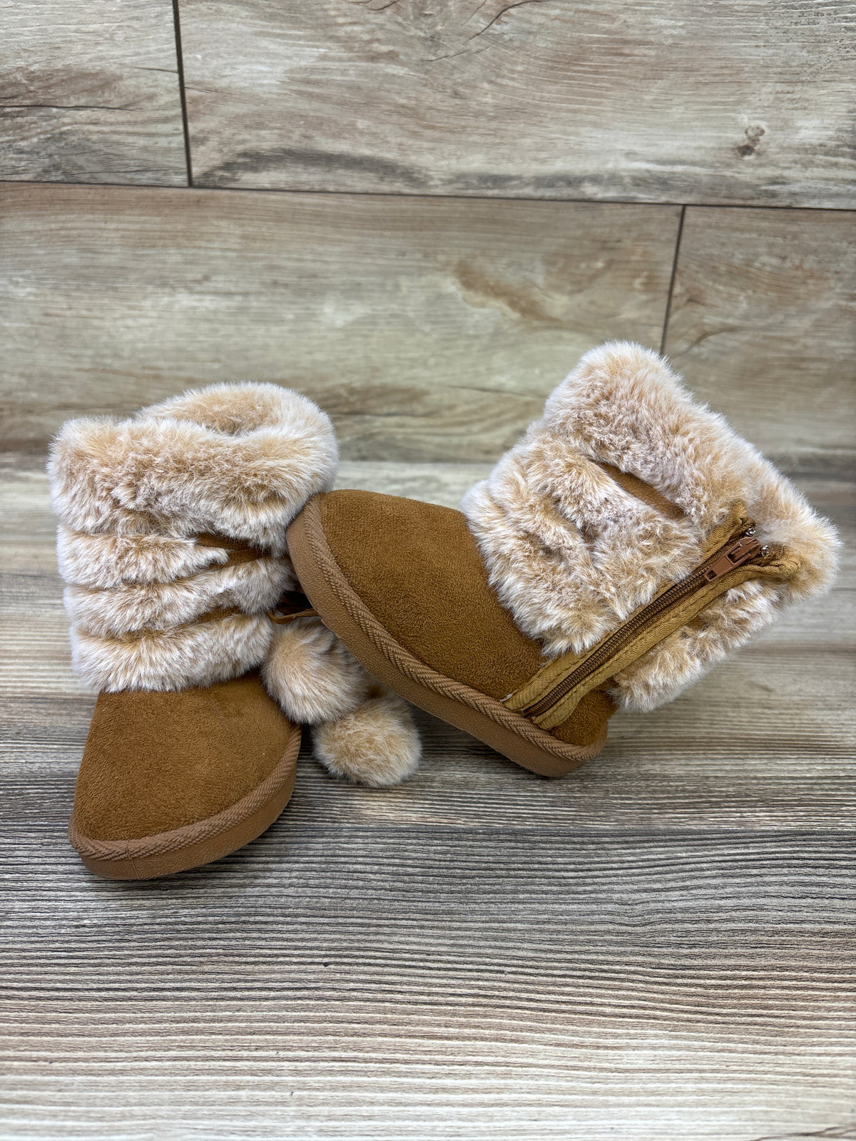 First Steps Faux Fur Boots Chestnut sz 5c