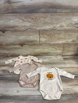 Rabbit + Bear Organic 3pk Cutest Pumpkin In The Patch Bodysuit Set Beige sz 3-6m