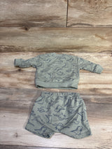 RZ by Rachel Zoe 2pc Dinosaur Sweatshirt & Shorts Set Green sz 3/6m