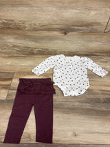 Nicole Miller 2pc Lace Collar Bodysuit & Pants Set White sz 0/3m