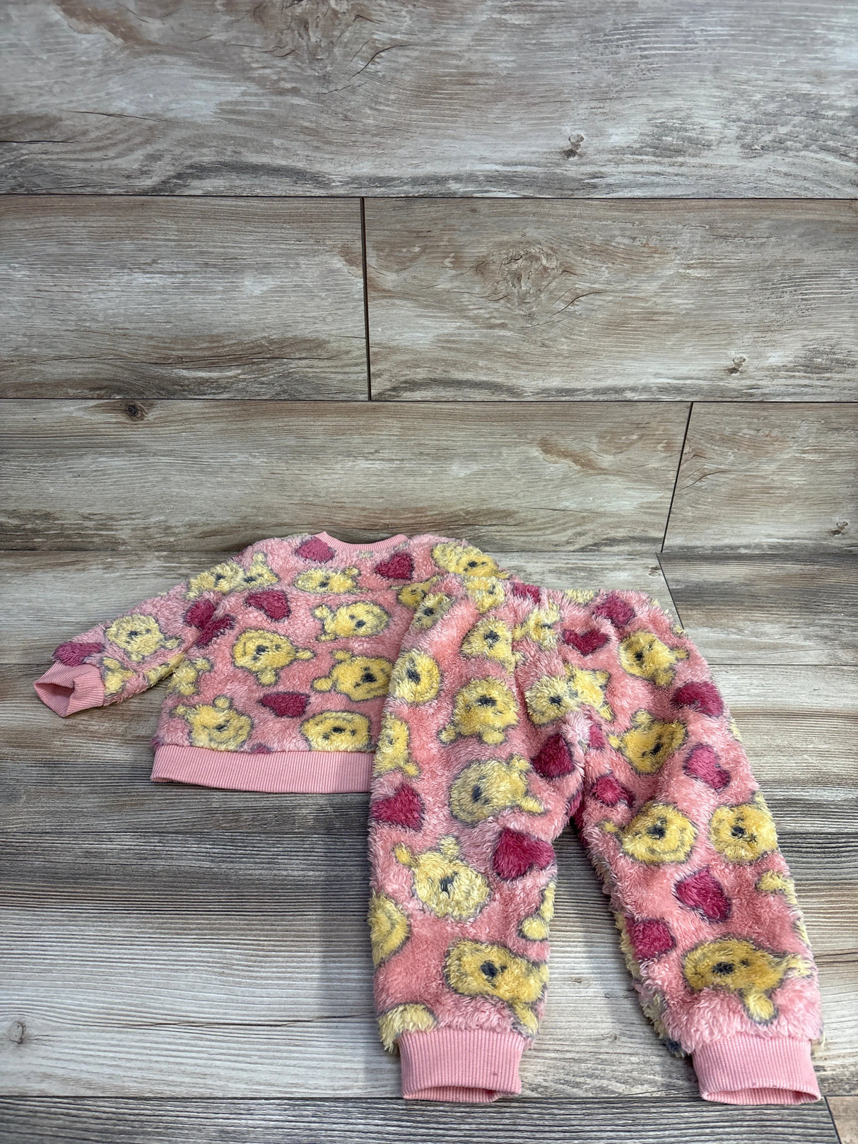 Disney Baby 2pc Plush Winnie The Pooh Sweatshirt Set Pink sz 18m