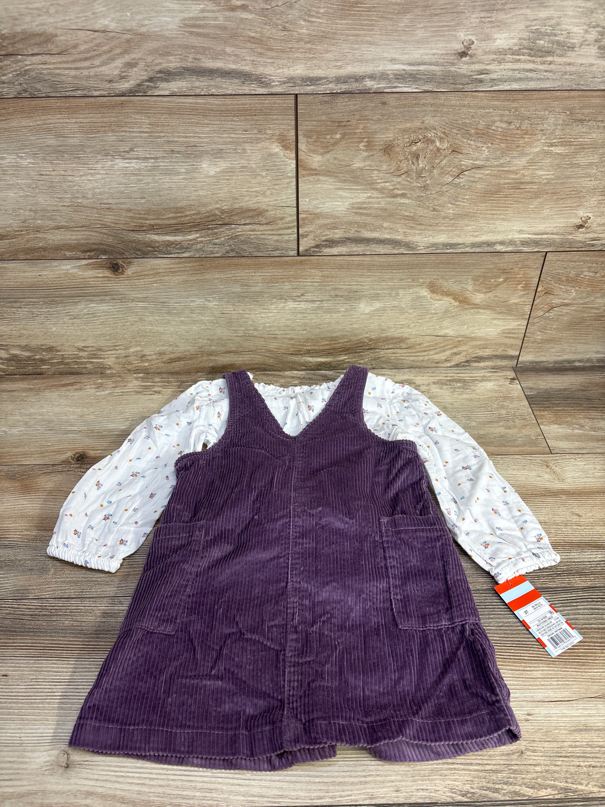 NEW Cat & Jack 2pc Long Sleeve Shirt & Velvet Skirtall Purple sz 3T