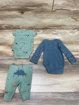 Carter's 3pc Dino Bodysuit Set Green sz Newborn