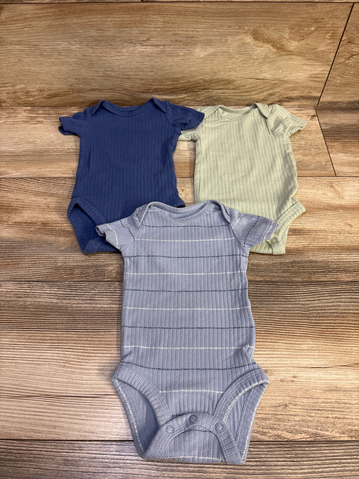 Just One You 3pk Ribbed Bodysuits Blue sz Newborn