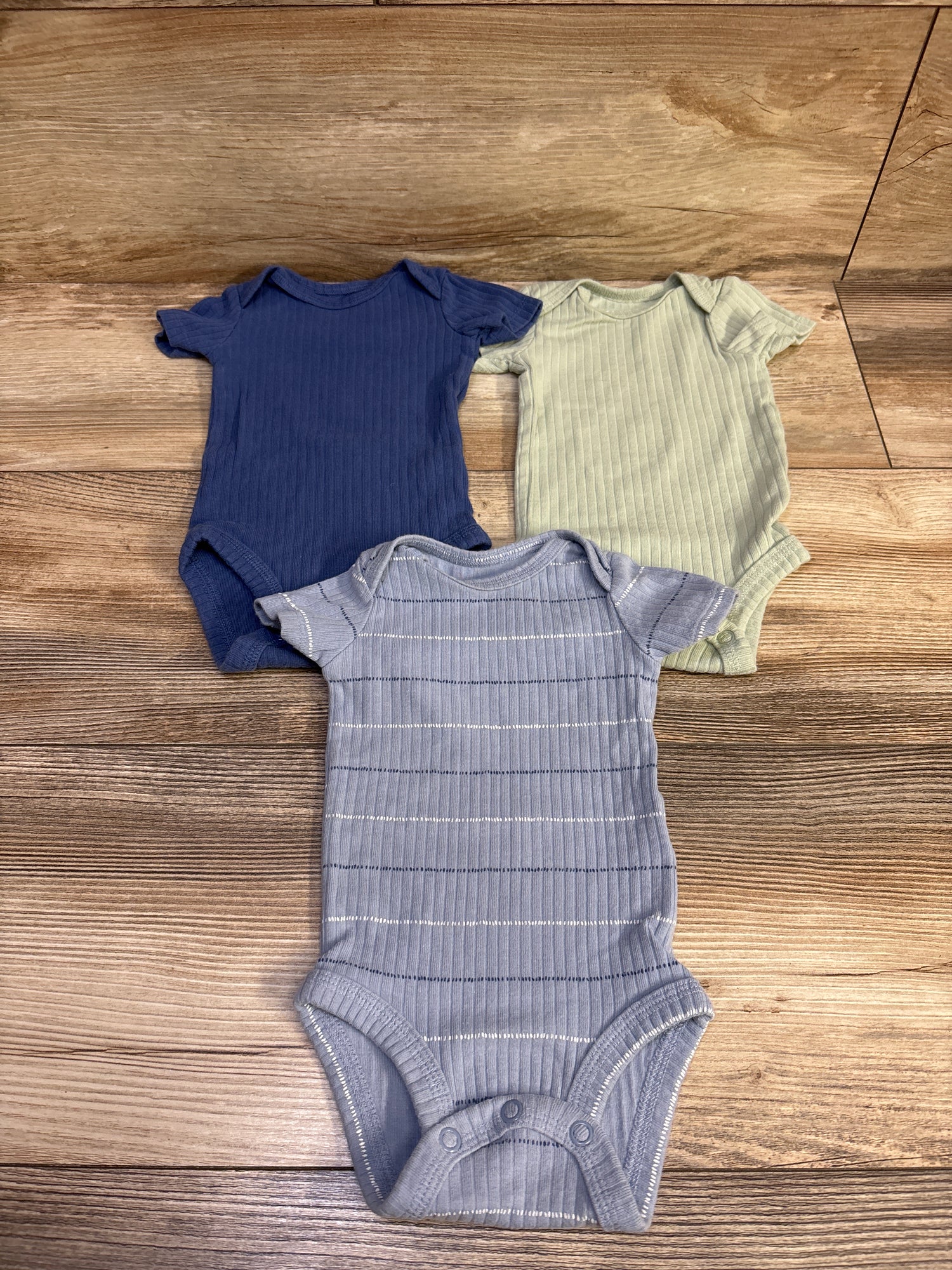 Just One You 3pk Ribbed Bodysuits Blue sz Newborn
