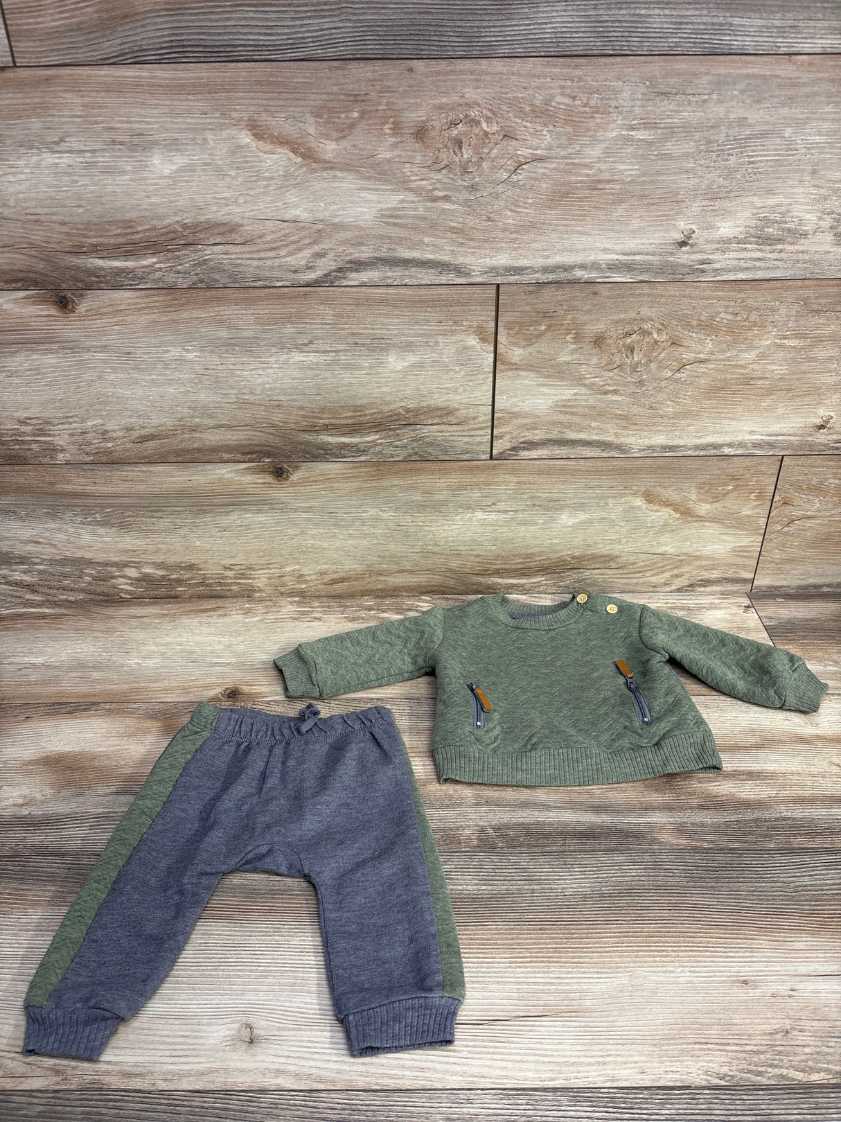 RZ By Rachel Zoe 2pc Textured Sweatshirt & Joggers Set Green sz 6-9m