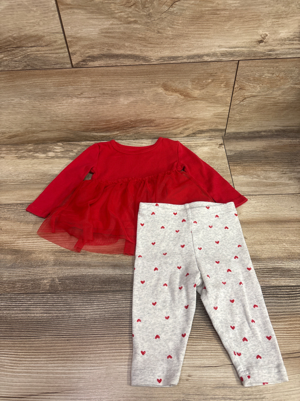Carter's 2pc Tulle Shirt & Leggings Set Red sz 6m