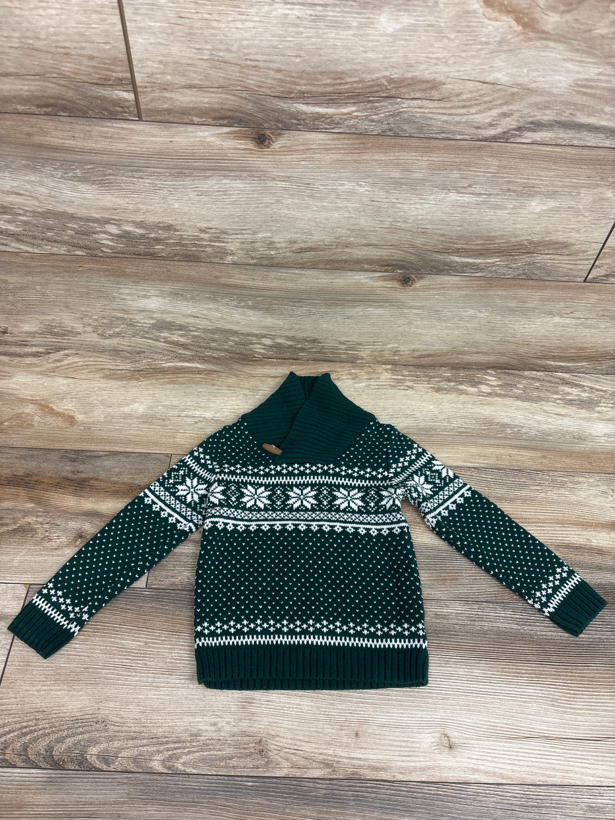 Tahari Shawl Collar Fair Isle Knit Sweater Green sz 2T