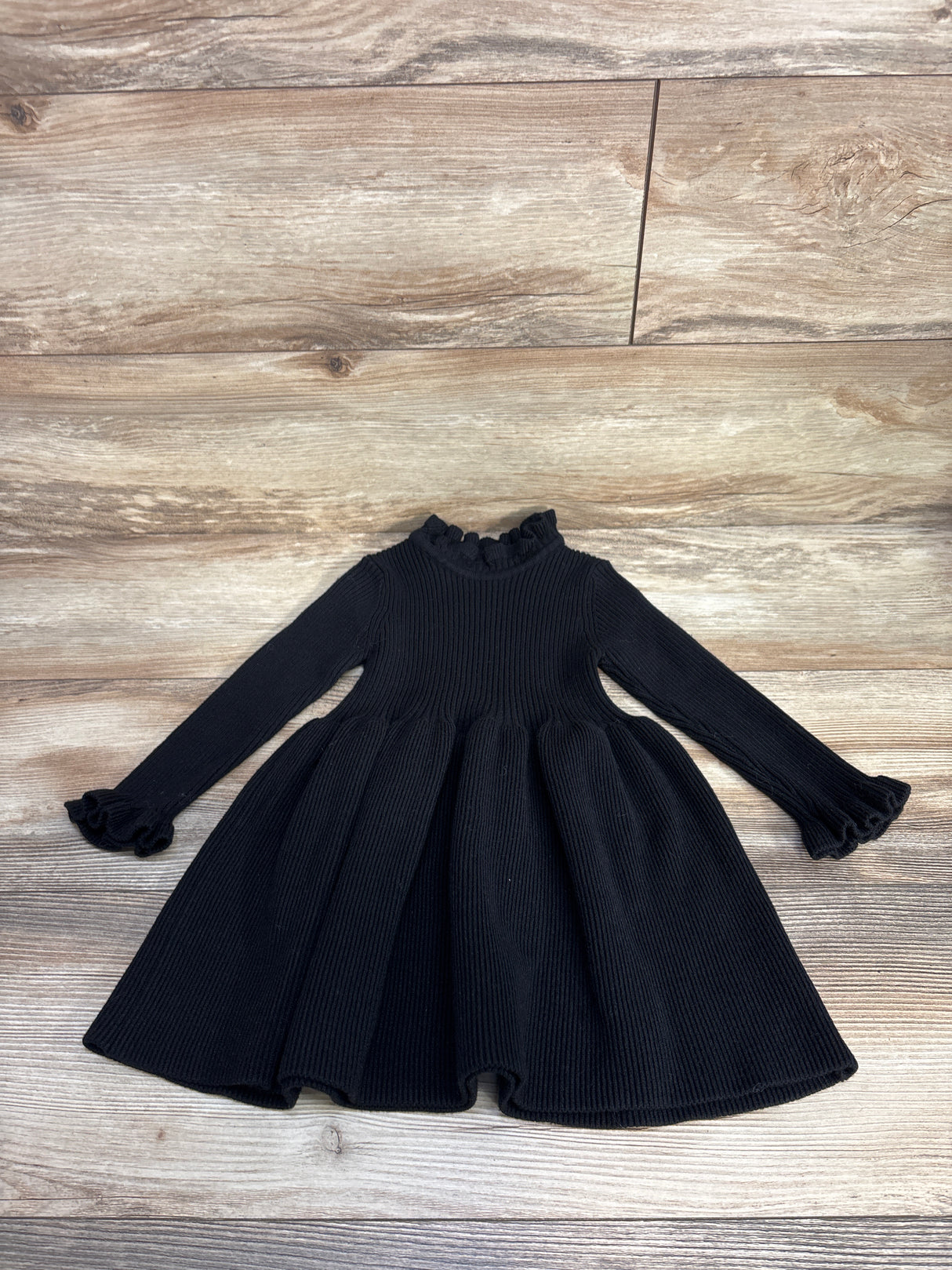 Simplee Ribbed Knit Sweater Dress Solid Black sz 3T