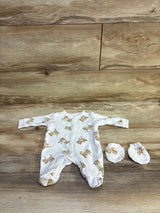 Rock A Bye Baby 2pc snap Sleeper & Mittens White sz Newborn
