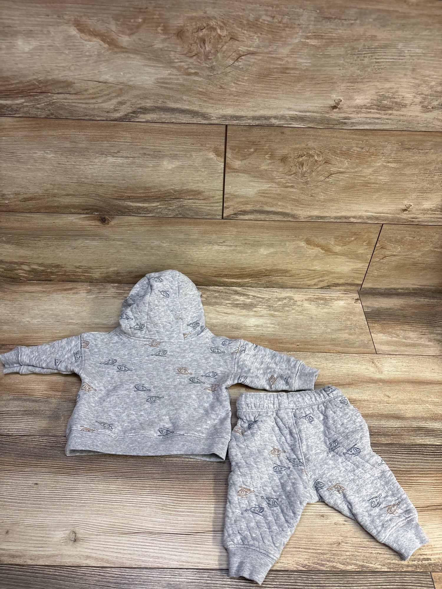 Carter's 2pc Quilted Hooded Sweatshirt & Pants Set Grey sz 6m