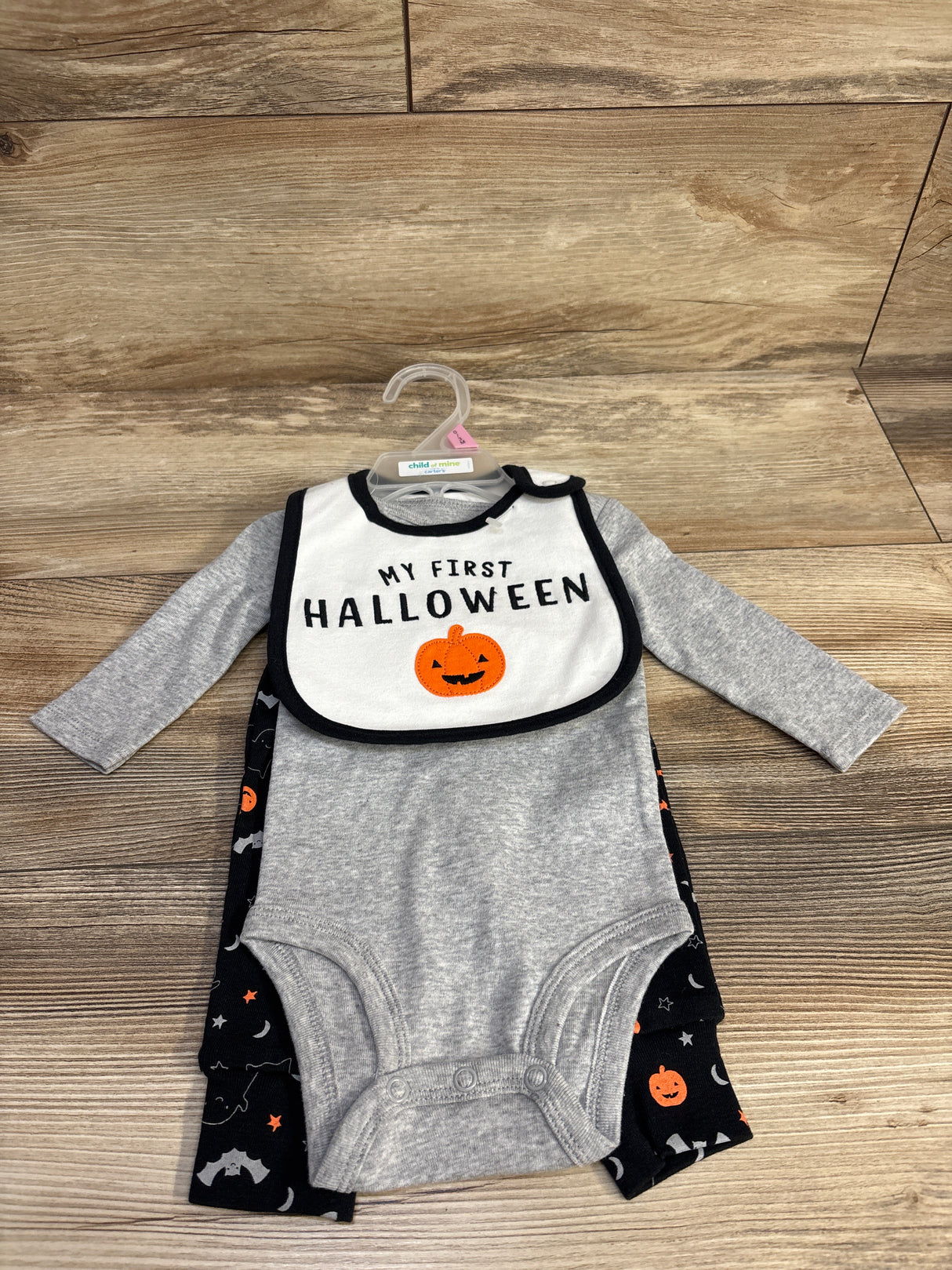 NWOT Child Of Mine 3pc My First Halloween Set Grey sz 0-3m