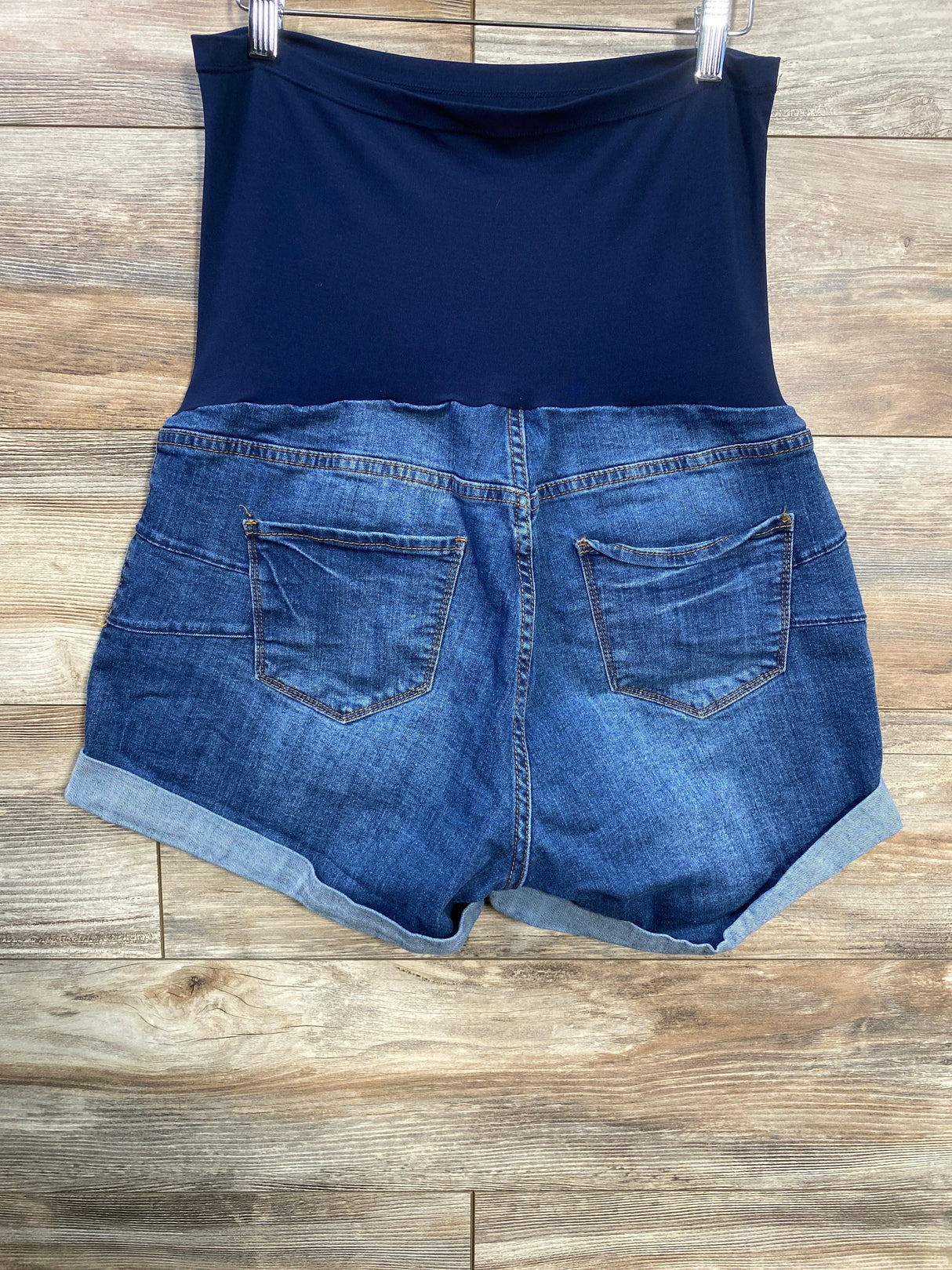 SONG Maternity Full Panel Denim Shorts Blue sz XL