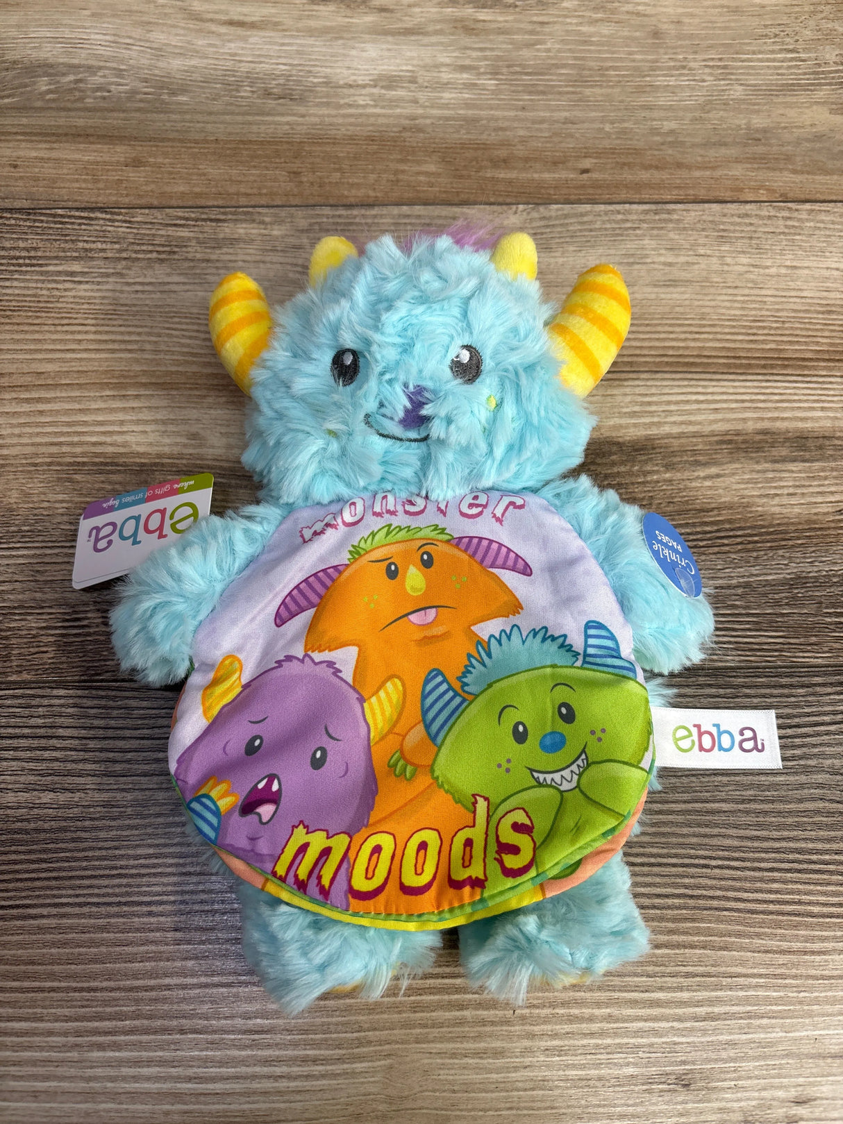 NEW ebba Baby Talk Story Pals Monster Moods Plush Book