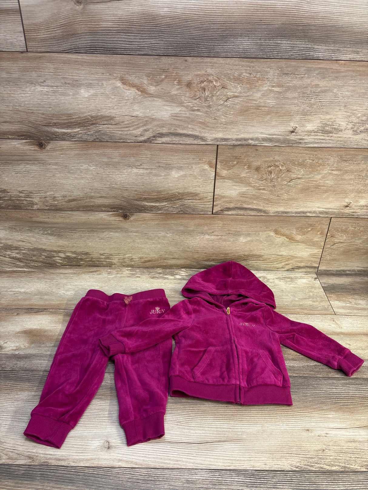 Juicy Couture 2pc Terry Sweatshirt & Joggers Set Hot Pink sz 12m
