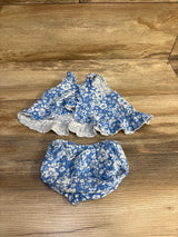 Rabbit + Bear 2pc Floral Top & Bottoms Blue sz 3-6m