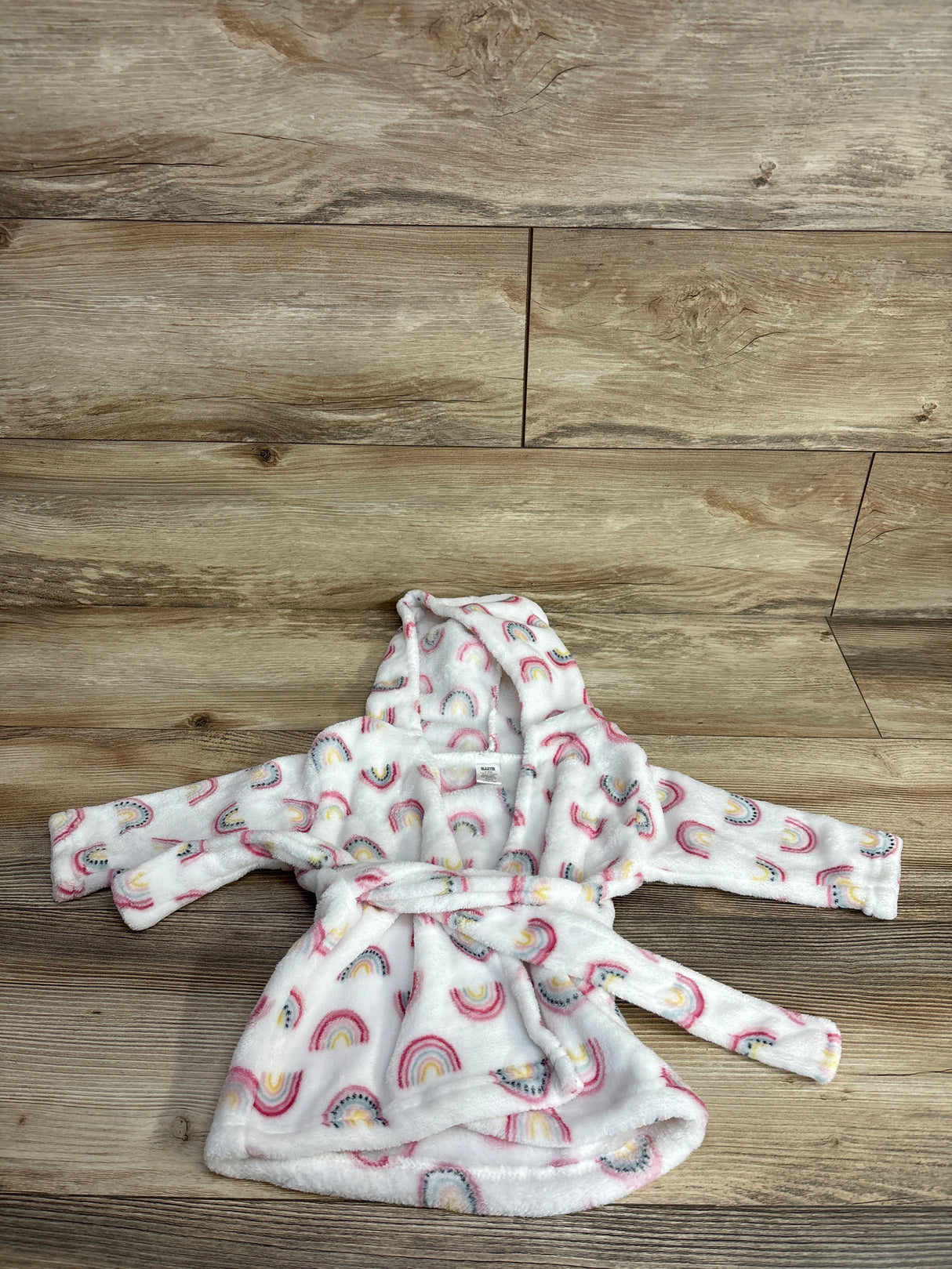 Hudson Baby Rainbow Print Plush Robe White sz 0-9m