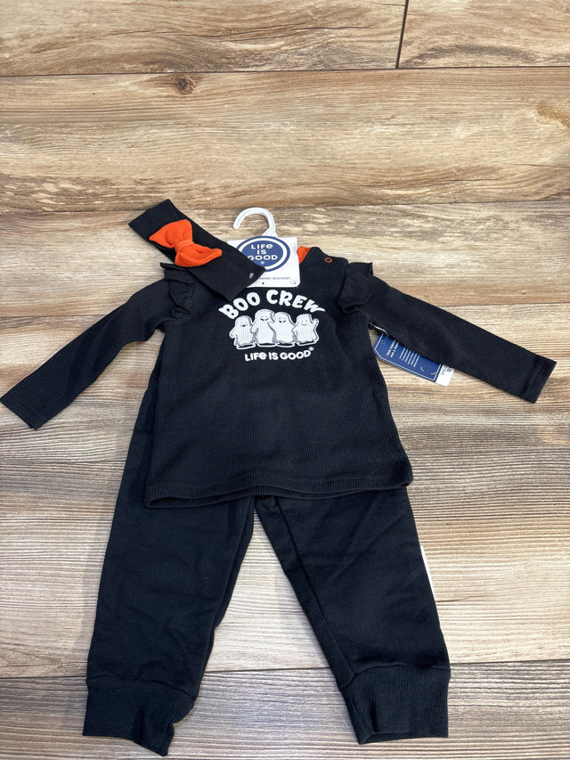 NEW Life Is Good 3pc Boo Crew Set Black sz 12m - Me n Mommy To Be
