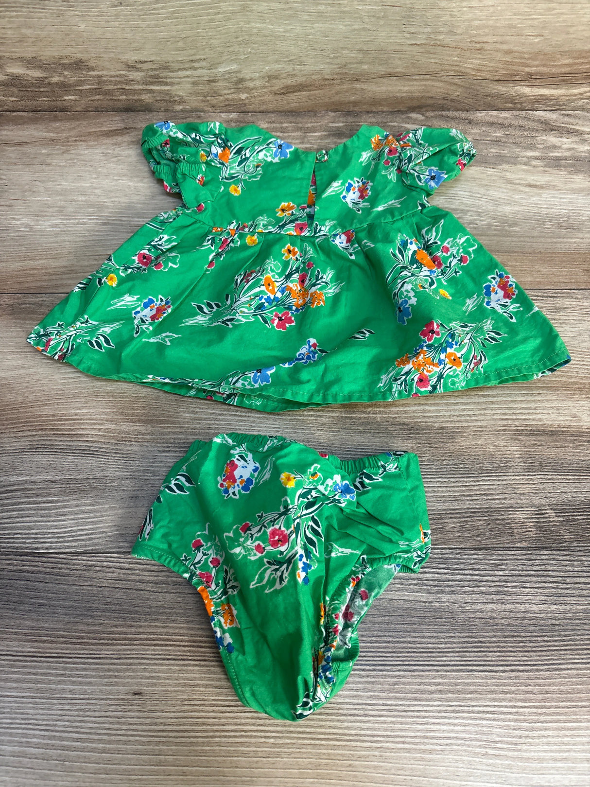 Cat & Jack Floral Short Sleeve Dress & Bloomers Green sz Newborn