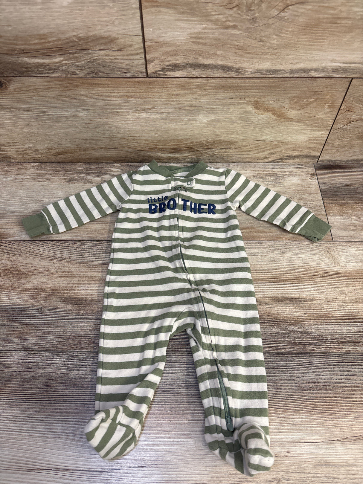 Just One You Striped Little Brother Sleeper Green sz 6m