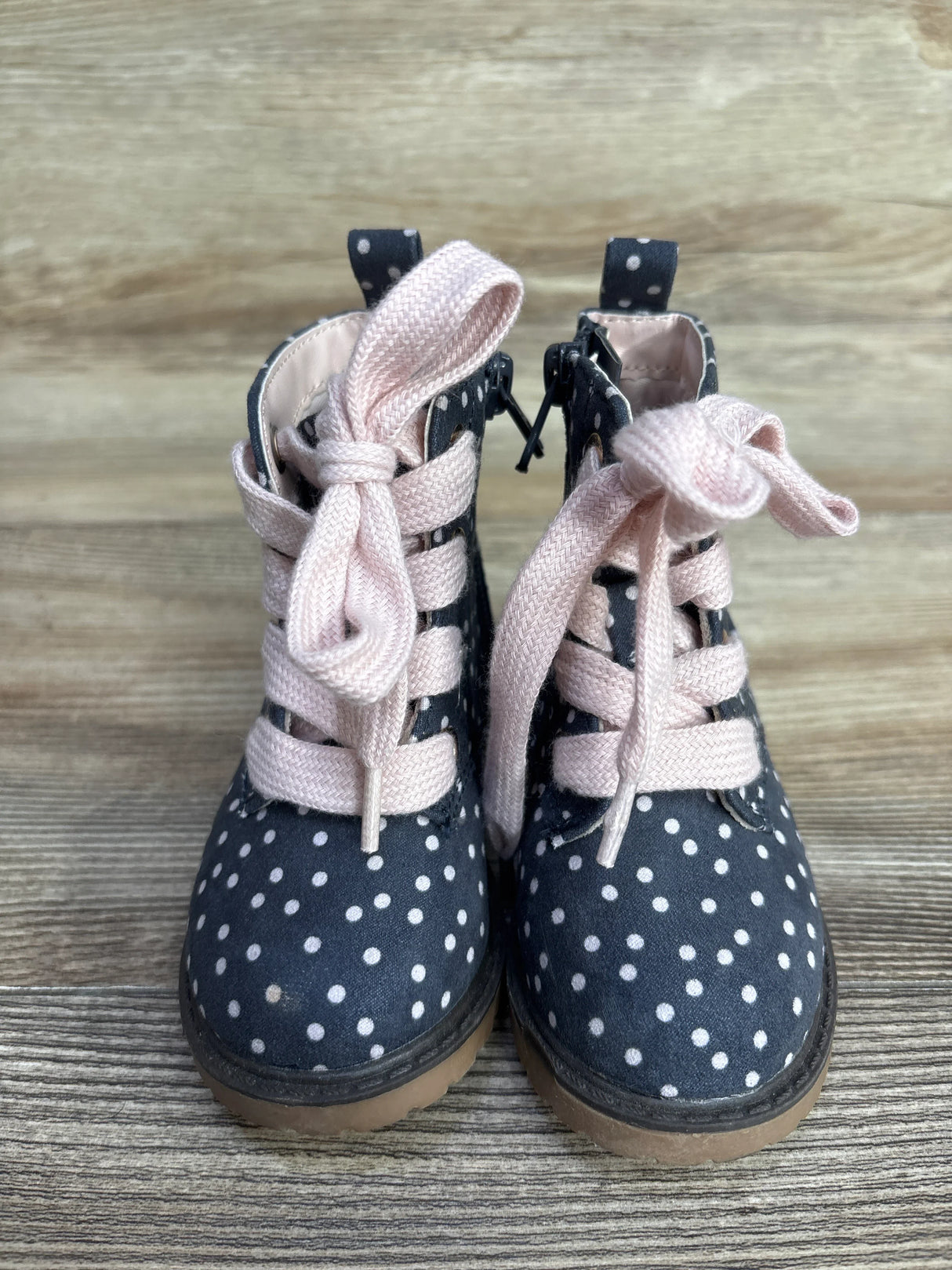 Cat & Jack Giovanna Lace-Up Combat Boots Polka Dot sz 5c