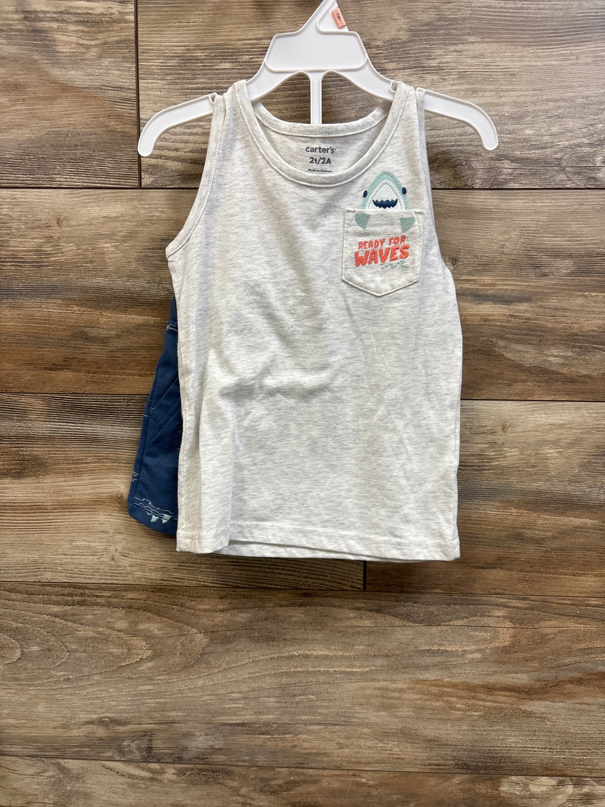 NEW Carter's 2pc Ready For Waves Tank Top & Shorts Set Grey sz 2T