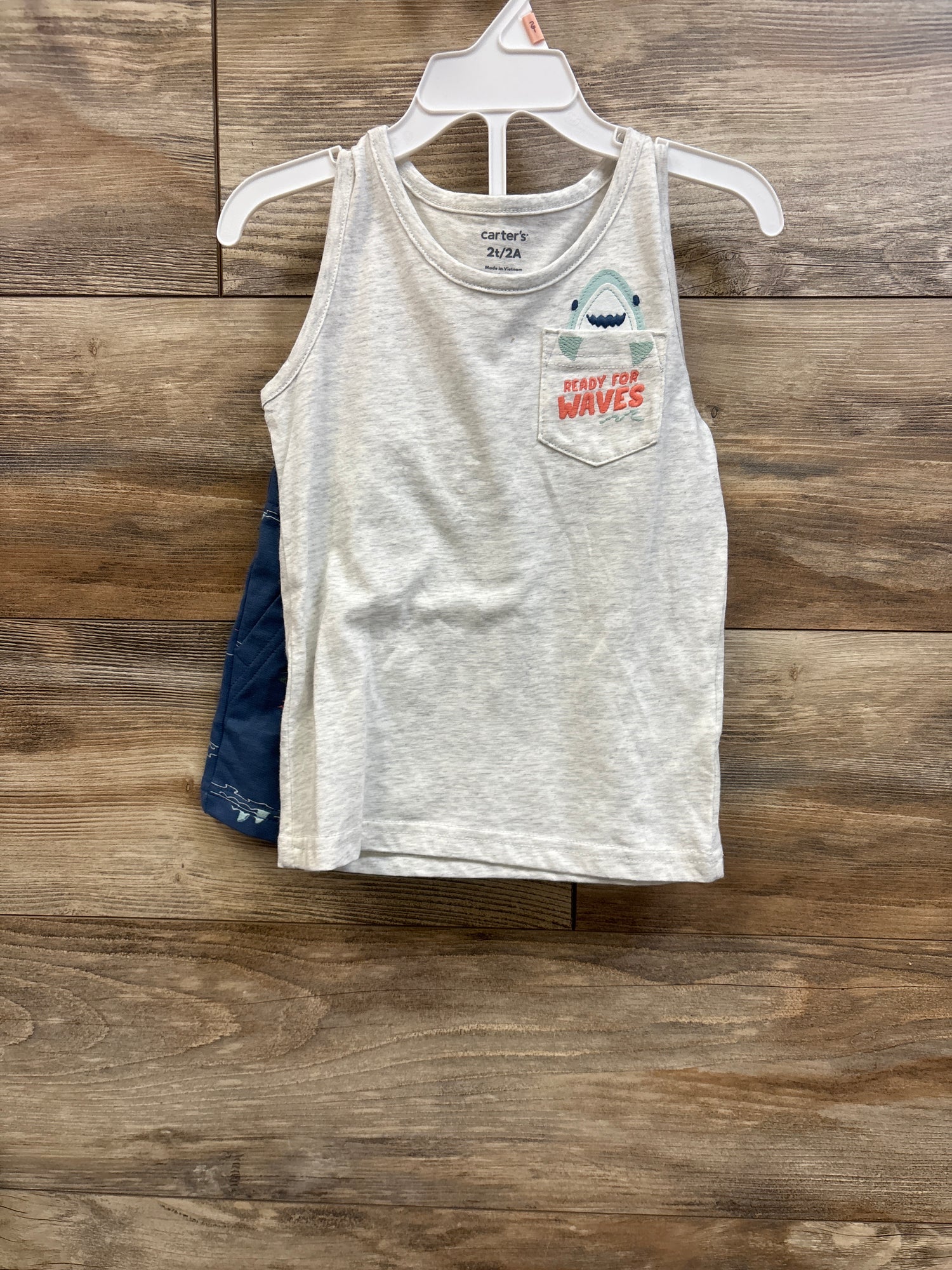 NEW Carter's 2pc Ready For Waves Tank Top & Shorts Set Grey sz 2T