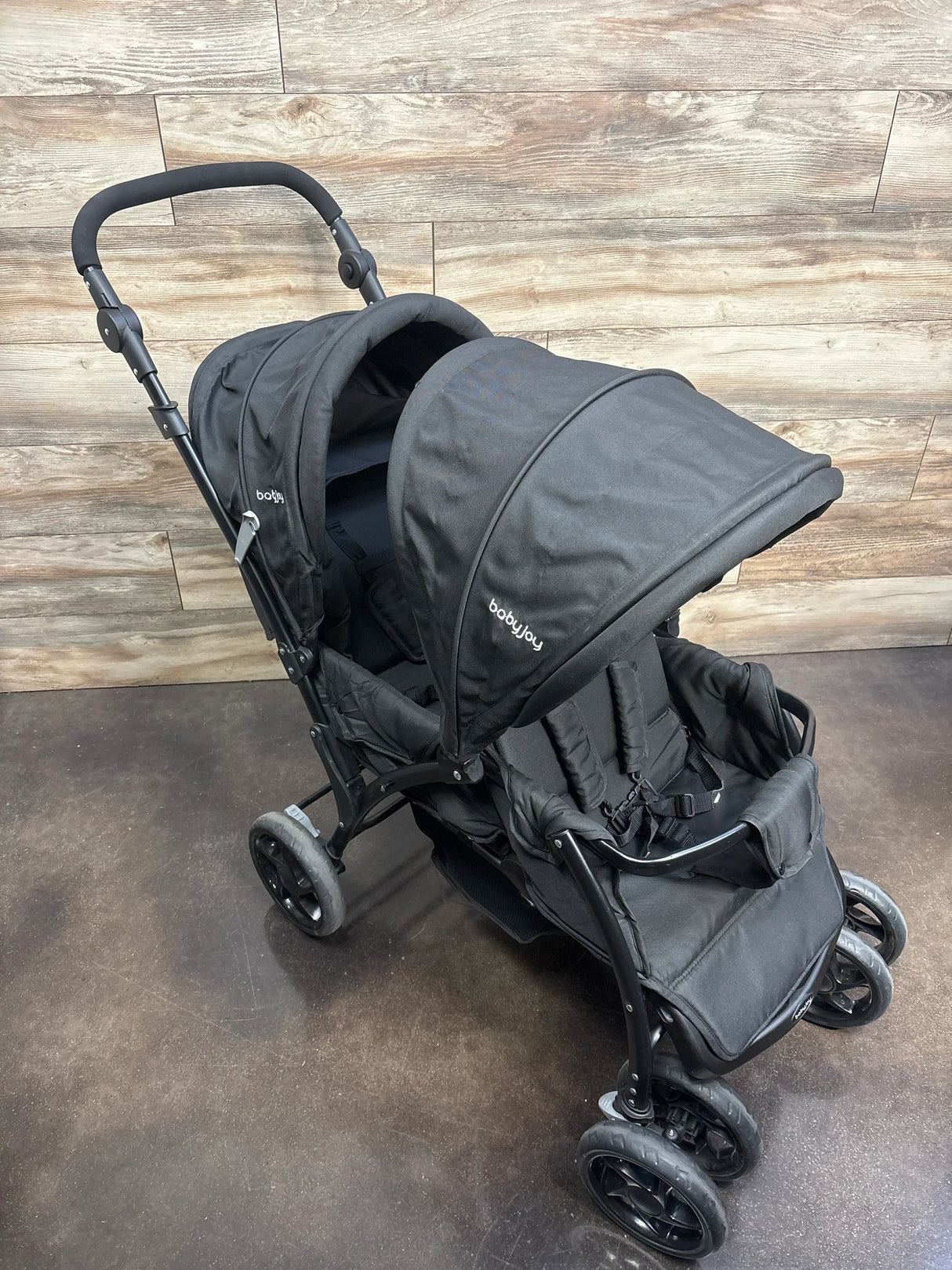 Baby Joy Double Tandem Stroller in Black