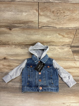 NEW Little Bipsy Hooded Denim Jacket Grey sz 0-3m