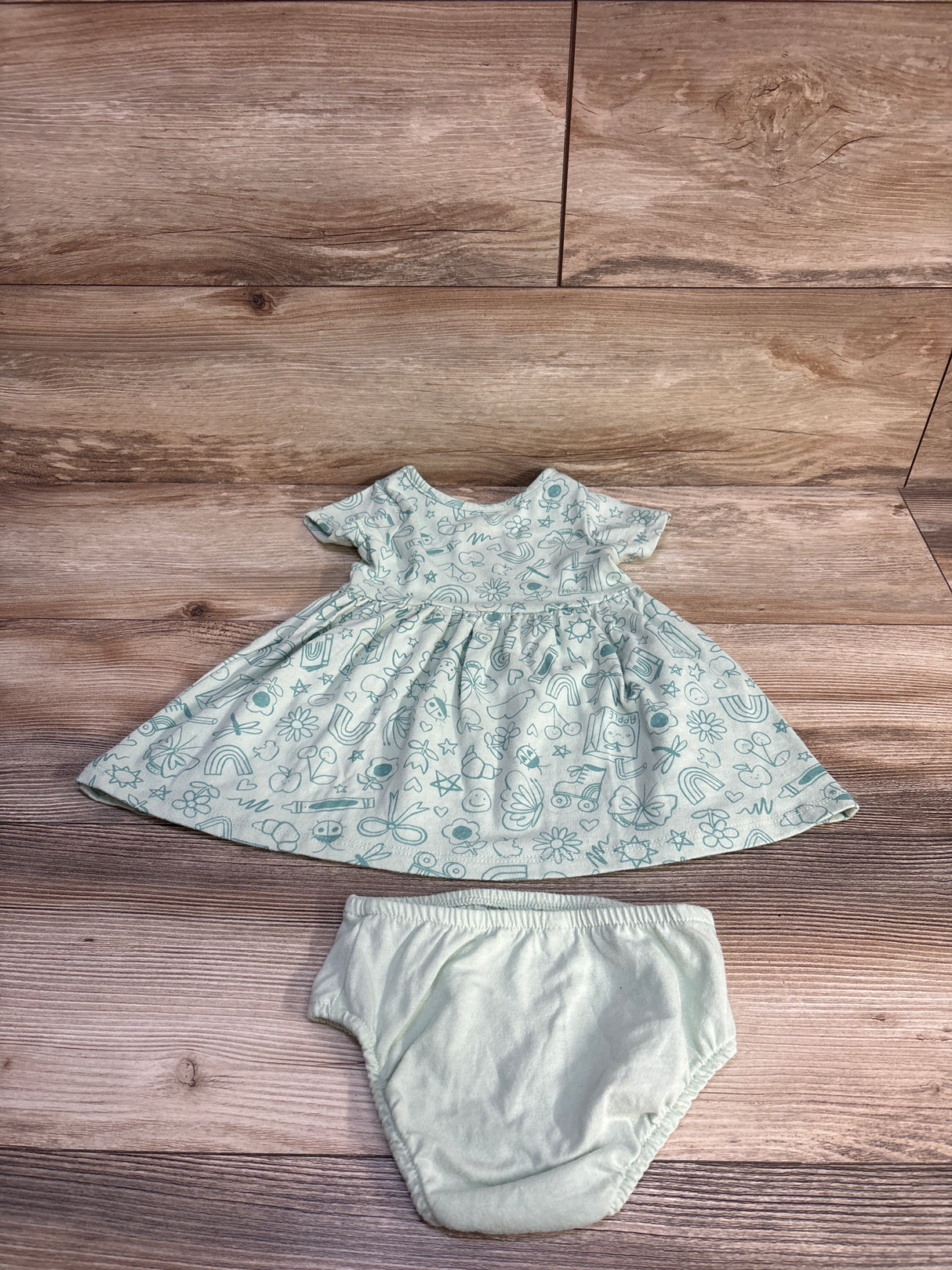 Cat & Jack 2pc Dress & Bloomers Set Green sz 12m