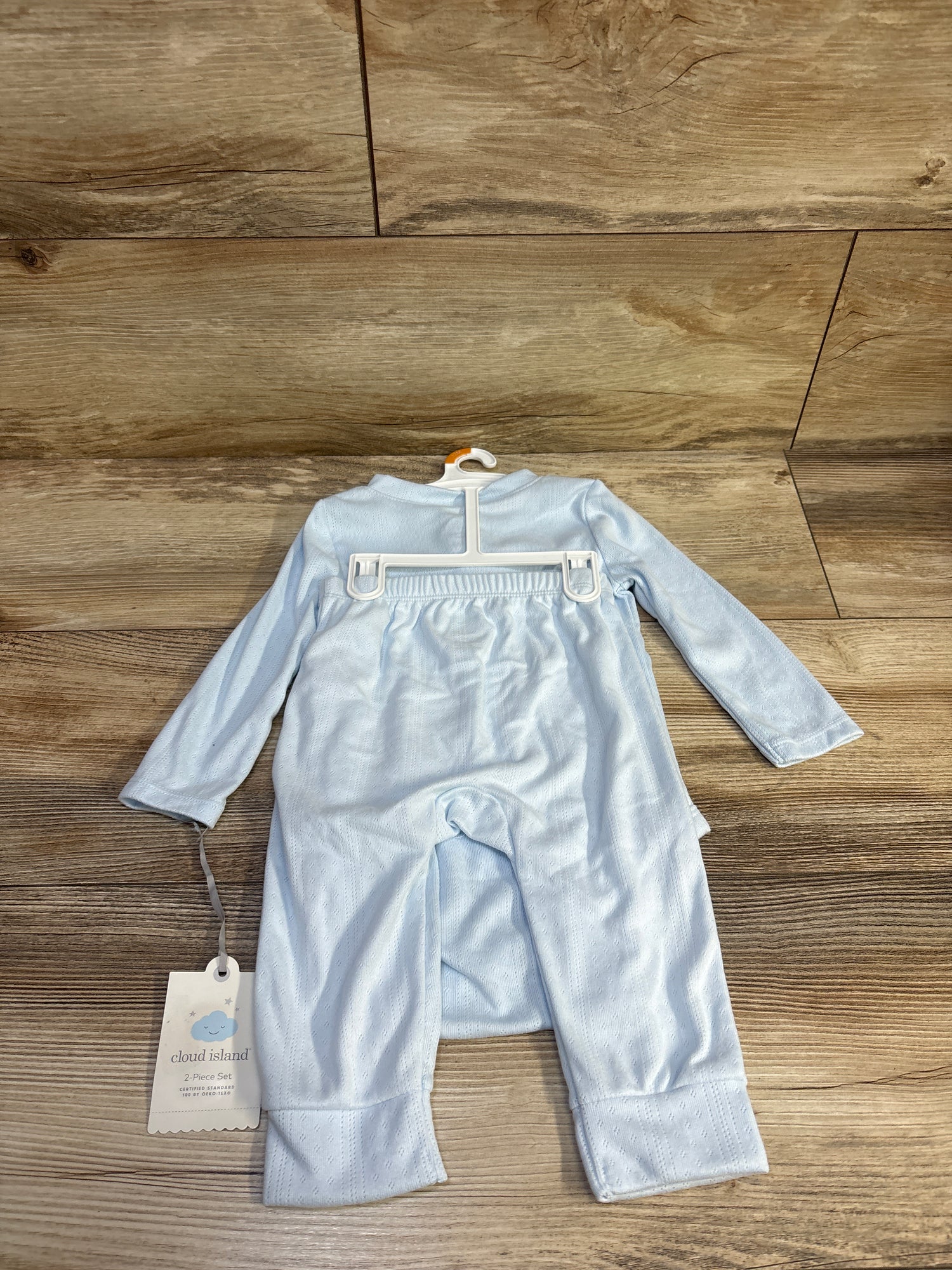 NEW Cloud Island 2pc Pointelle Henley Bodysuit & Pants Set Blue sz 12m