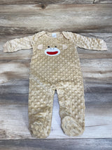 Baby Starters Minky Dot Monkey Coverall Beige sz 6m