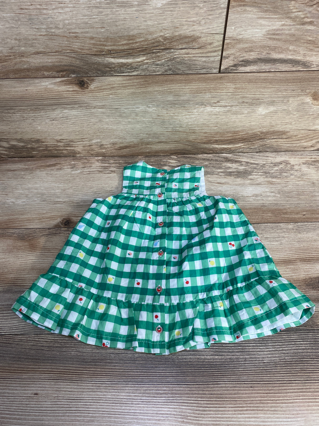 Sergent Major Gingham Fruit Print Dress Green sz 6m