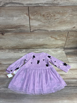 NEW Cat & Jack Halloween Cat Witch Long Sleeve Tulle Dress Purple sz 3-6m