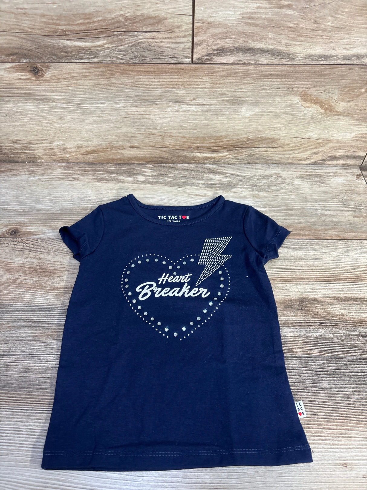 TicTacToe Gemstone Heart Breaker Shirt Navy sz 4T
