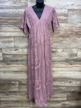 Pink Blush Maternity Lace Mesh Overlay Maxi Dress Pink sz Large - Me n Mommy To Be
